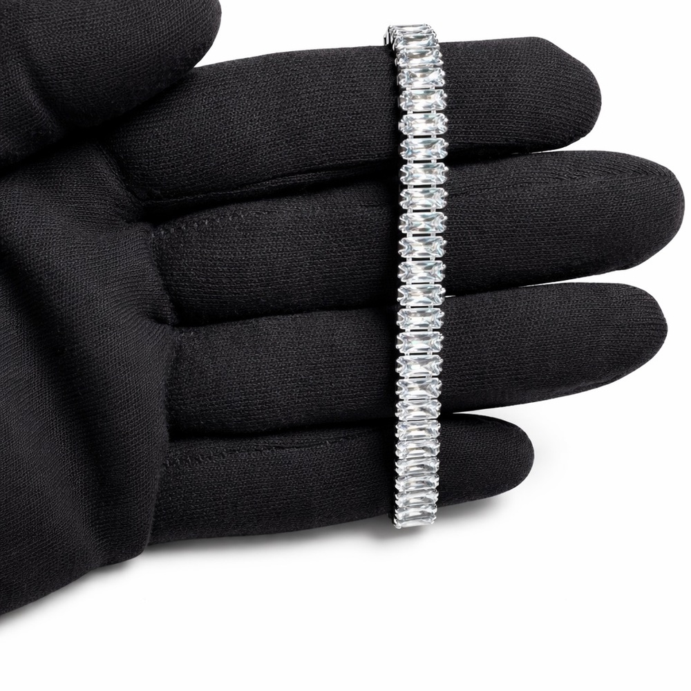Swarovski Moisonatte Silver Crystal Baguette Tennis Bracelet